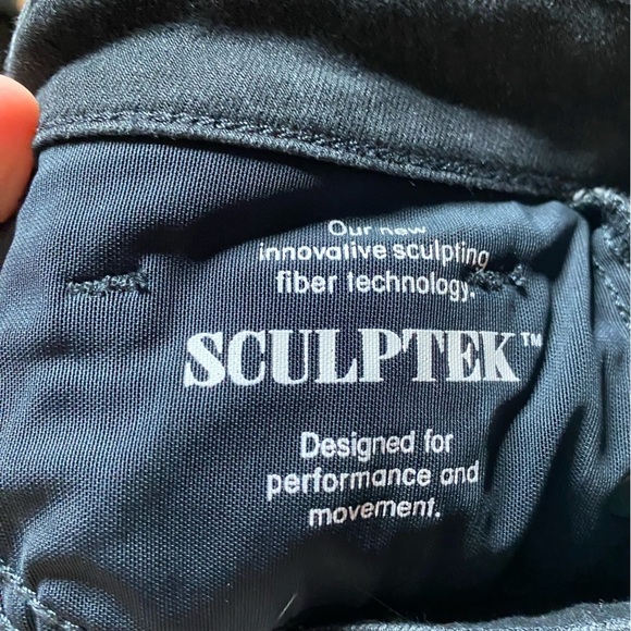 Athleta City Stripe Skinny Jeans Black with Silver Stripe - Picture 2 of 6